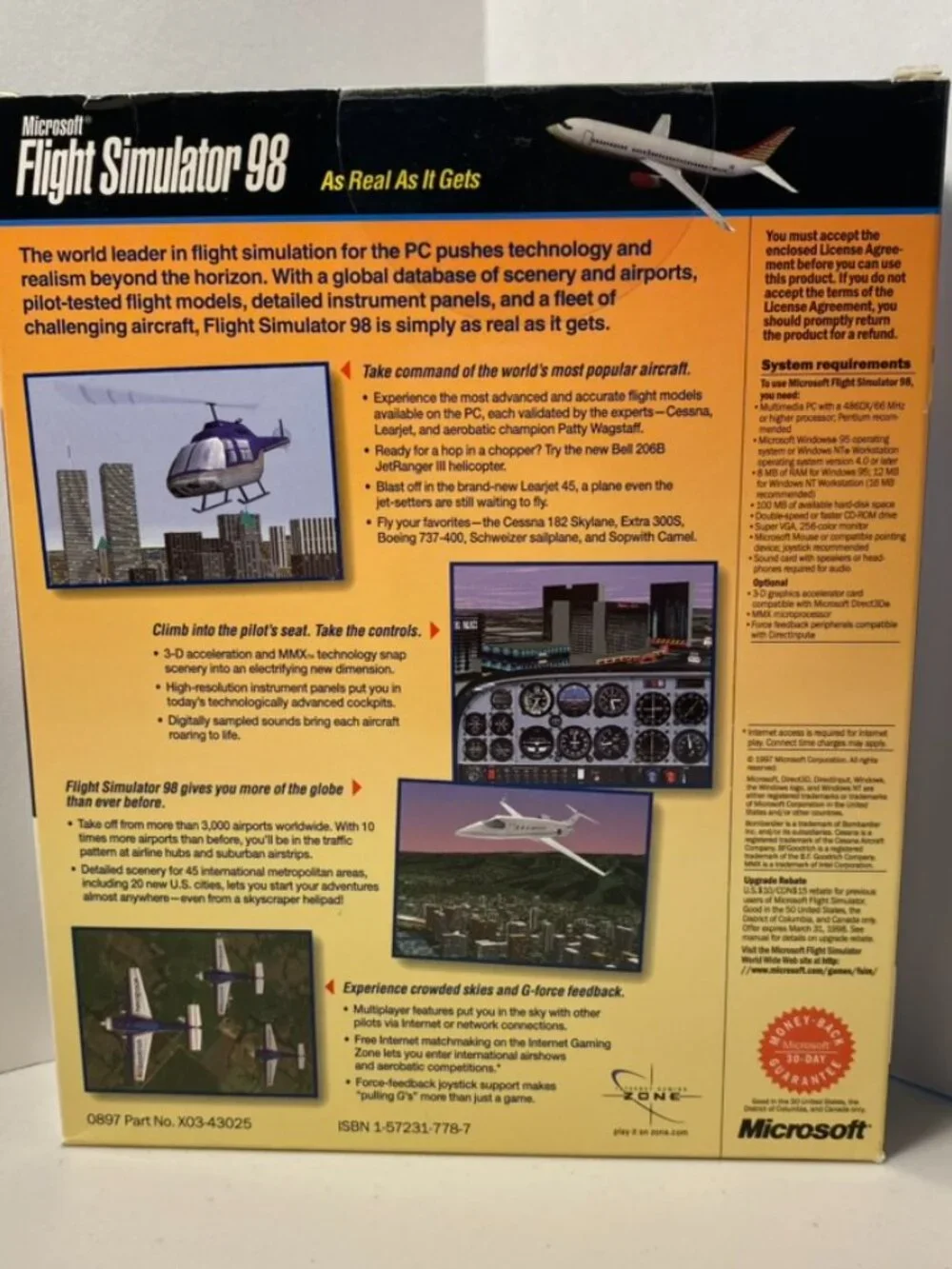 Microsoft Flight Simulator 98 (Windows PC, 1997, Microsoft) As Real as it Gets!